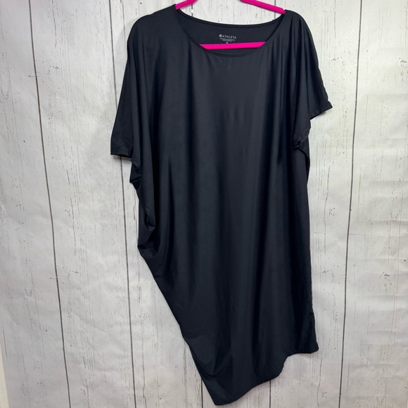 Athleta Sunlover Hilo UPH Asymmetrical Black Athletic Stretch Dress Scoop Neck - Picture 2 of 11